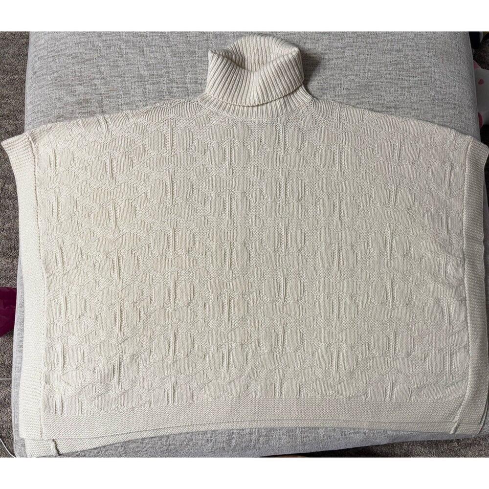 NWT Coach Women's Signature Turtleneck Wool Blend Poncho- Ivory Size M/L $498‎